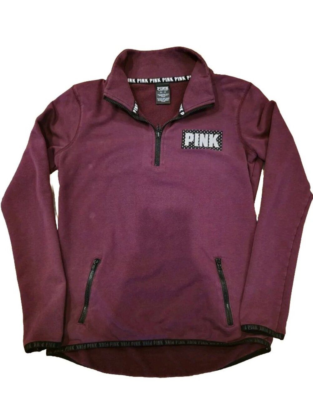 Y2K PINK Victoria’s Secret Women's Pink Maroon 1/4 Zip Active Sweater Size XS